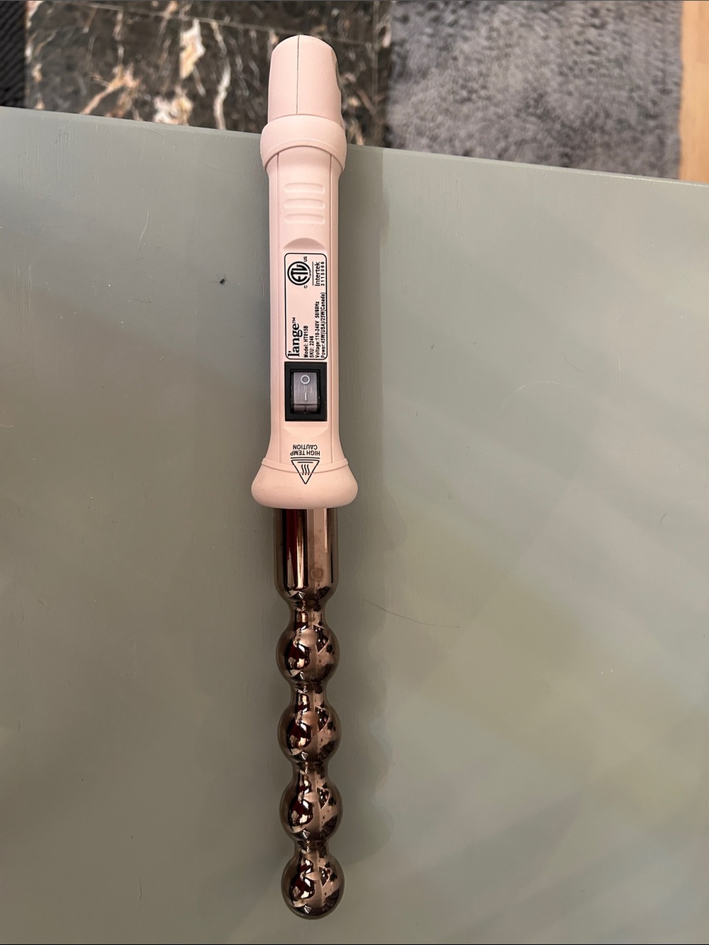 Lange Pale Pink Curling Wand with Chrome Barrel